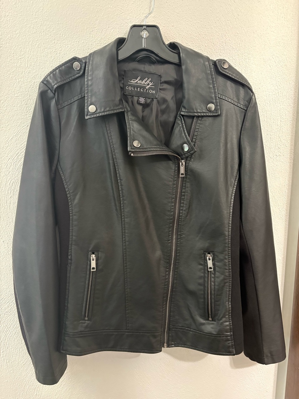 Sebby Collection - Women's Black Faux Leather Moto Jacket